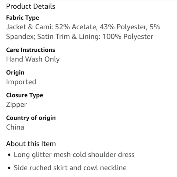 Women's Cold Shoulder Black Glitter Evening Gown Size 6Petite - Picture 10 of 16